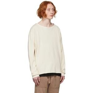 Greg Lauren 100% cotton Ivory waffle knit long sleeve sweatshirt top size 4 / XL